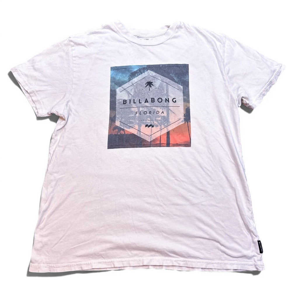 Billabong T Shirt Mens Size Medium White Y2K Surf Logo Core Fit Tee